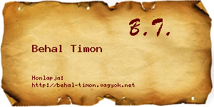 Behal Timon névjegykártya